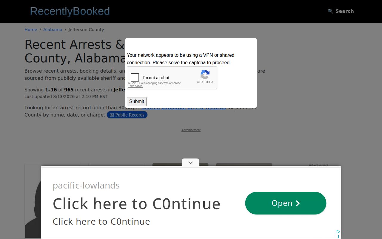 Recently Booked unofficial Jefferson County booking page